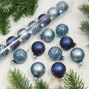 Набор стеклянных шаров Forgie Blue 3 см, 9 шт Kaemingk фото 1