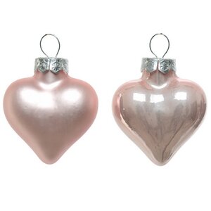 Набор стеклянных елочных игрушек Сердце Монплезира 4.5 см розовый бутон mix, 12 шт, подвеска