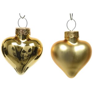 Набор стеклянных елочных игрушек Сердце Монплезира 4.5 см золотой mix, 12 шт, подвеска