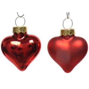 Набор стеклянных елочных игрушек Сердце Монплезира 4.5 см красный mix, 12 шт, подвеска Kaemingk фото 1