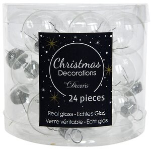 Набор стеклянных шаров 2.5 см прозрачный, 24 шт Winter Deco фото 1