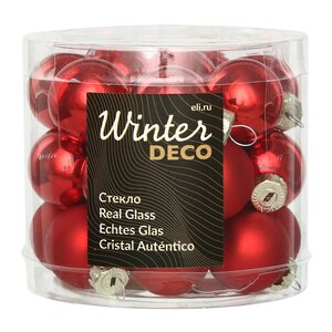 Набор стеклянных шаров 2.5 см красный mix, 24 шт Winter Deco фото 1