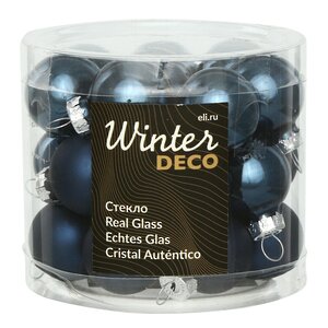 Набор стеклянных шаров 2.5 см синий бархат mix, 24 шт Winter Deco фото 1