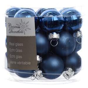 Набор стеклянных шаров 2.5 см синий бархат mix, 24 шт