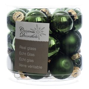 Набор стеклянных шаров 2.5 см зеленый бархат mix, 24 шт