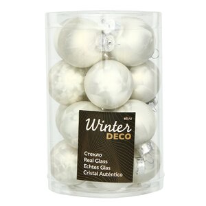 Набор стеклянных матовых шаров 3.5 см морозный белый, 16 шт Winter Deco фото 1