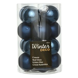 Набор стеклянных шаров 3.5 см синий бархат mix, 16 шт Winter Deco фото 1