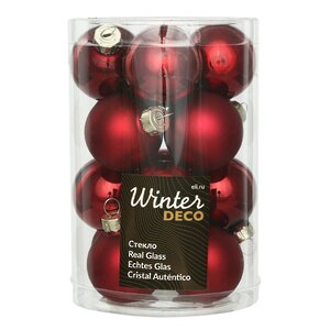 Набор стеклянных шаров 3.5 см бордовый mix, 16 шт Winter Deco фото 1