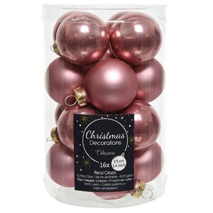 Набор стеклянных шаров 3.5 см розовый бархат mix, 16 шт