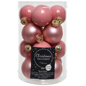 Набор стеклянных шаров 3.5 см жемчужно-розовый mix, 16 шт Kaemingk фото 1