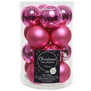 Набор стеклянных шаров 3.5 см розовая азалия mix, 16 шт
