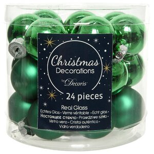 Набор стеклянных шаров 2.5 см рождественский зеленый mix, 24 шт