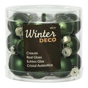Набор стеклянных шаров 2.5 см зеленый бархат mix, 24 шт Winter Deco фото 1