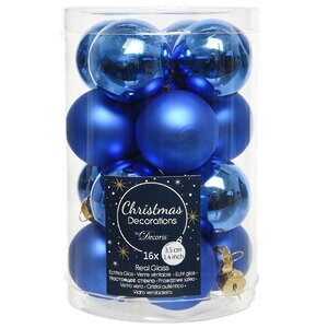 Набор стеклянных шаров 3.5 см синий королевский mix, 16 шт