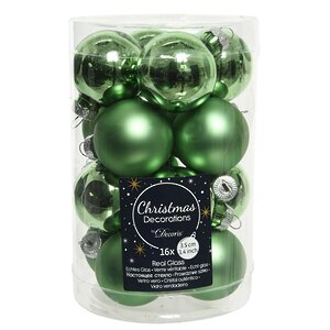 Набор стеклянных шаров 3.5 см луговой зеленый mix, 16 шт Kaemingk фото 1