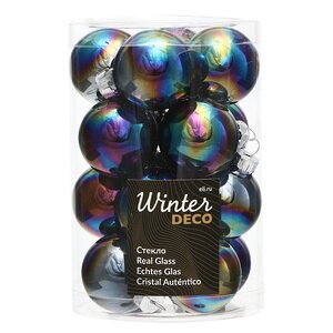 Набор стеклянных шаров 3.5 см черный перламутр, 16 шт Winter Deco фото 1