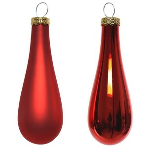 Набор елочных игрушек Капля 7.5 см красный mix, 12 шт, стекло Winter Deco фото 1