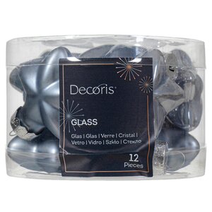 Набор стеклянных елочных игрушек Звезды 4.5 см smoke blue mix, 12 шт Kaemingk фото 2