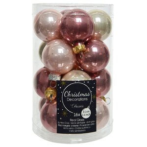 Коллекция стеклянных шаров Розовые Облака 3.5 см, 16 шт
