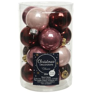 Коллекция стеклянных елочных шаров Cherry Pink 3.5 см, 16 шт