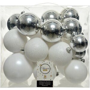 Набор пластиковых шаров Cosmo Серебряное Танго, 6-10 см, 26 шт Winter Deco фото 2