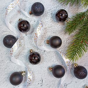 Набор пластиковых шаров Блеск 3 см черный, 14 шт Kaemingk/Winter Deco фото 3