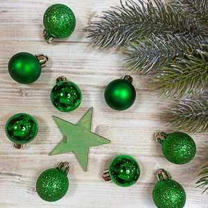 Набор пластиковых шаров Блеск 3 см рождественский зеленый, 14 шт Kaemingk/Winter Deco фото 2