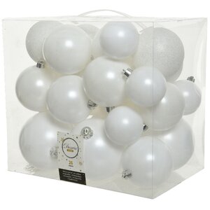 Набор пластиковых шаров Cosmo Белый, 6-10 см, 26 шт Winter Deco фото 2