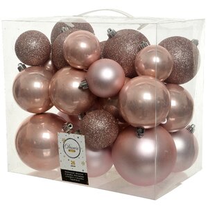 Набор пластиковых шаров Cosmo Розовый Бутон, 6-10 см, 26 шт Winter Deco фото 2