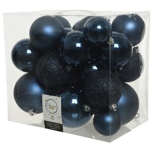 Набор пластиковых шаров Cosmo Синий Бархат, 6-10 см, 26 шт Winter Deco фото 2