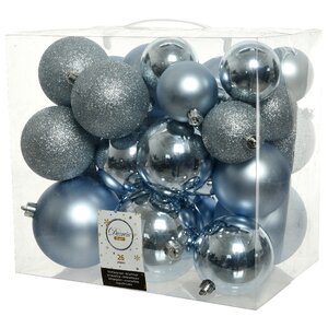Набор пластиковых шаров Cosmo Нежно-Голубой, 6-10 см, 26 шт Kaemingk/Winter Deco фото 2
