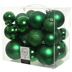 Набор пластиковых шаров Cosmo Рождественский Зеленый, 6-10 см, 26 шт Kaemingk/Winter Deco фото 2