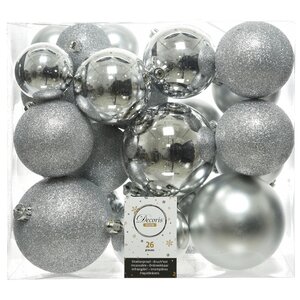Набор пластиковых шаров Cosmo Серебряный, 6-10 см, 26 шт Winter Deco фото 2