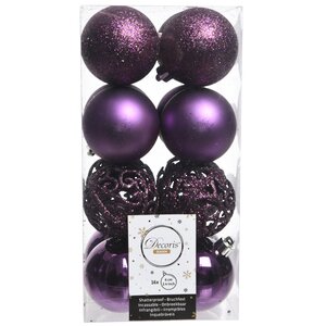 Набор пластиковых шаров Анданте 6 см пурпурный шелк, 16 шт Kaemingk/Winter Deco фото 2