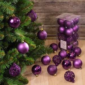 Набор пластиковых шаров Анданте 6 см пурпурный шелк, 16 шт