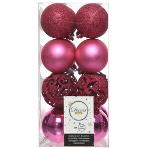 Набор пластиковых шаров Анданте 6 см розовая азалия, 16 шт