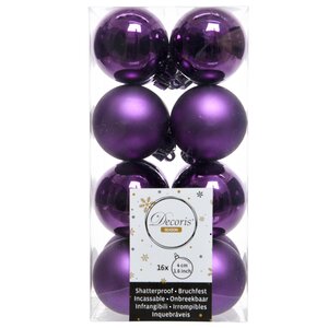 Набор пластиковых шаров Пурпурный Шелк 4 см, 16 шт, mix Kaemingk/Winter Deco фото 2