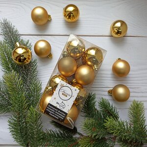 Набор пластиковых шаров Золотой 4 см, 16 шт, mix Kaemingk/Winter Deco фото 1