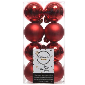 Набор пластиковых шаров Красный 4 см, 16 шт, mix Kaemingk/Winter Deco фото 1