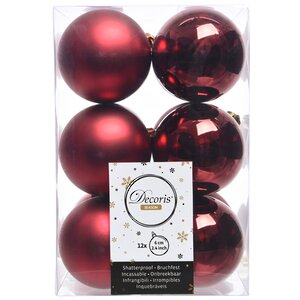 Набор пластиковых шаров Бордовый 6 см, 12 шт, mix Kaemingk/Winter Deco фото 1