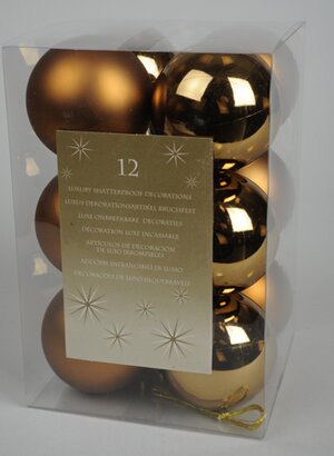 Набор пластиковых матовых шаров 6 см червонное золото, 12 шт Kaemingk/Winter Deco фото 1