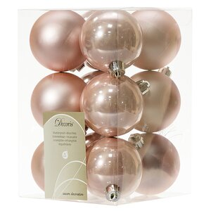 Набор пластиковых шаров Розовый Бутон 6 см, 12 шт, mix Winter Deco фото 2