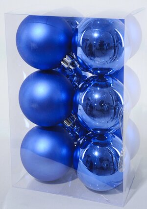 Набор пластиковых матовых шаров 6 см синий, 12 шт Kaemingk/Winter Deco фото 1