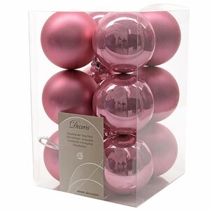 Набор пластиковых шаров Розовый Шелк 6 см, 12 шт, mix Kaemingk/Winter Deco фото 1