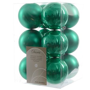 Набор пластиковых шаров Изумрудно-Зеленый 6 см, 12 шт, mix Kaemingk/Winter Deco фото 1