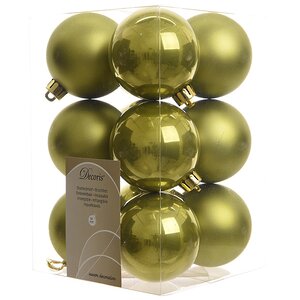 Набор пластиковых шаров Оливковый 6 см, 12 шт, mix Kaemingk/Winter Deco фото 2