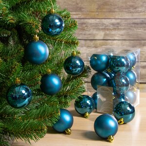 Набор пластиковых шаров Лазурный Синий 6 см, 12 шт, mix Kaemingk/Winter Deco фото 1