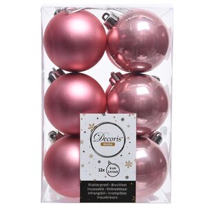 Набор пластиковых шаров Благородный Розовый 6 см, 12 шт, mix Kaemingk/Winter Deco фото 2