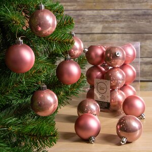 Набор пластиковых шаров Благородный Розовый 6 см, 12 шт, mix Kaemingk/Winter Deco фото 1