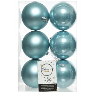 Набор пластиковых шаров Арктический Голубой 8 см, 6 шт, mix Kaemingk/Winter Deco фото 1